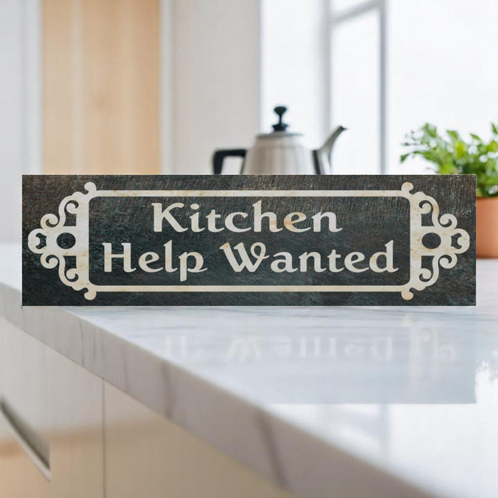 Kitchen Help Wanted Aluminum Sign – Victorian Style Handmade Decor