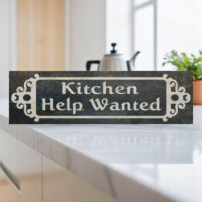 Kitchen Help Wanted Aluminum Sign – Victorian Style Handmade Decor
