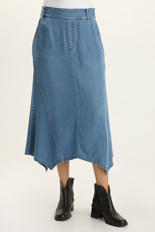 Wearables Kyrie Sharkbite Denim Midi Skirt
