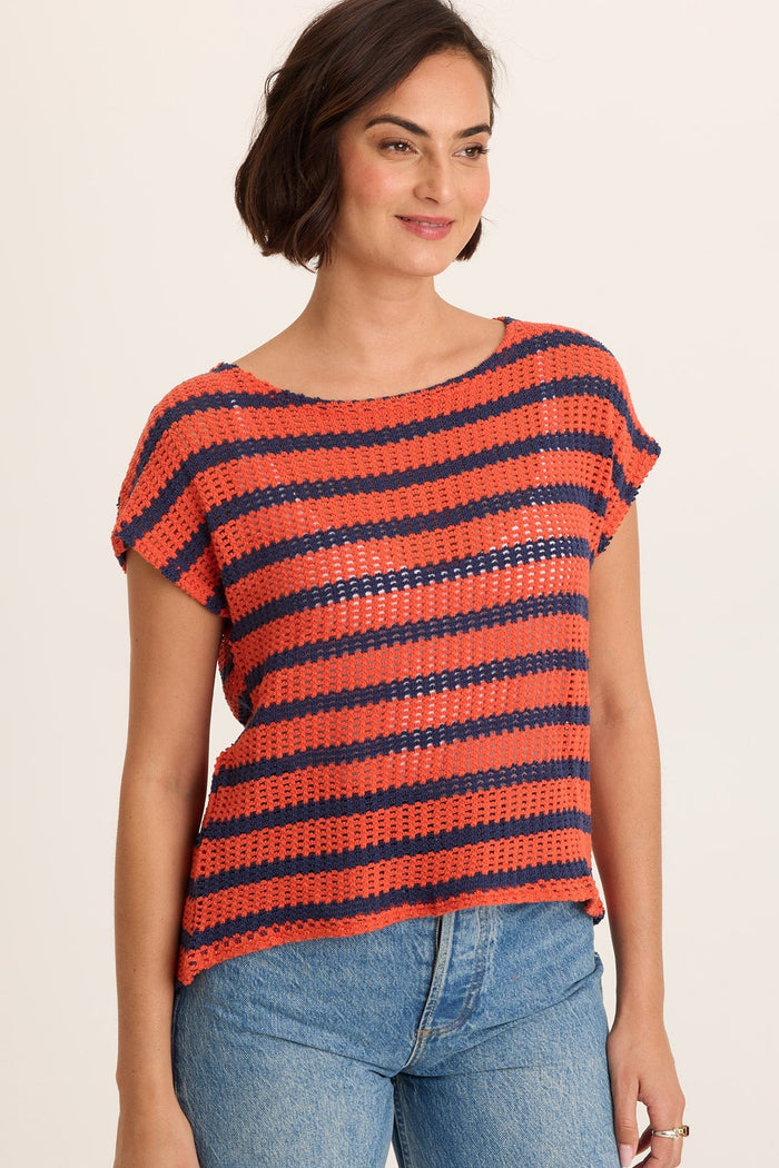 XCVI Lawder Stripe Knit Waterfall Back Top