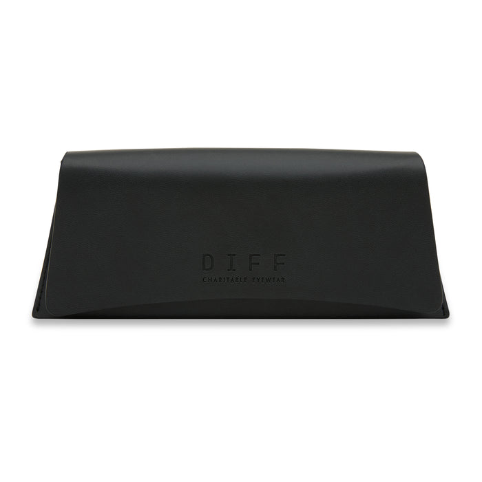 diff eyewear leather travel caes in black front view