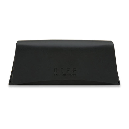 diff eyewear leather travel caes in black front view