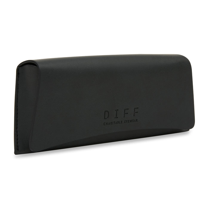 diff eyewear leather travel caes in black angled view