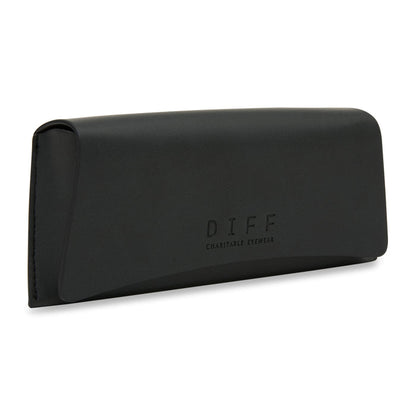 diff eyewear leather travel caes in black angled view