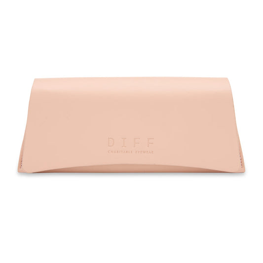 diff eyewear leather travel case in pink front view