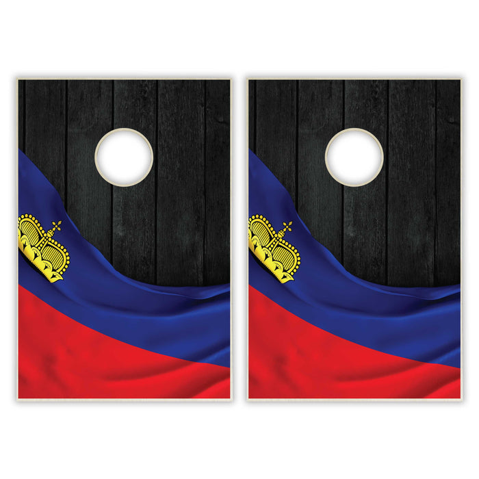 Lichtenstein Flag Tailgate Cornhole Set - Black Wood