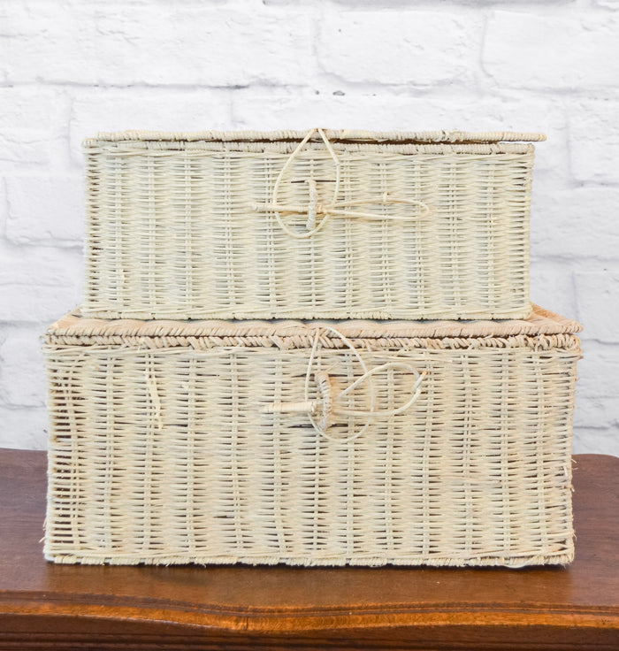 Lidded Rattan Storage Box w/ Closure