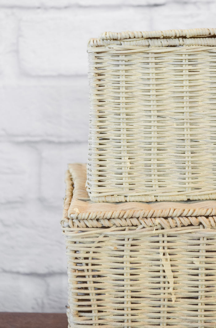 Lidded Rattan Storage Box w/ Closure