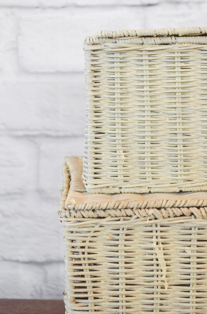 Lidded Rattan Storage Box w/ Closure