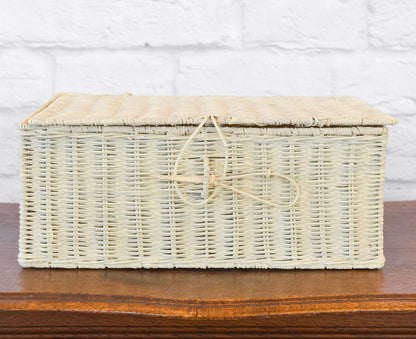 Lidded Rattan Storage Box w/ Closure