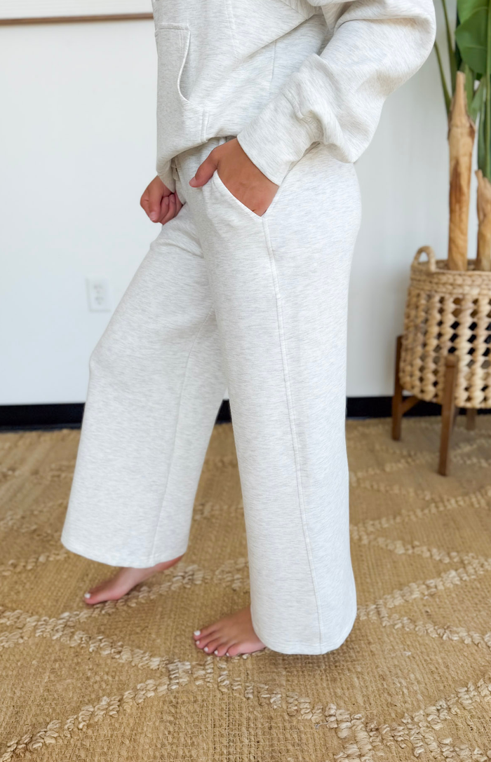 Light Grey Cropped Wide Leg Pant