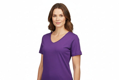 Lila dam t-shirt med V-ringning