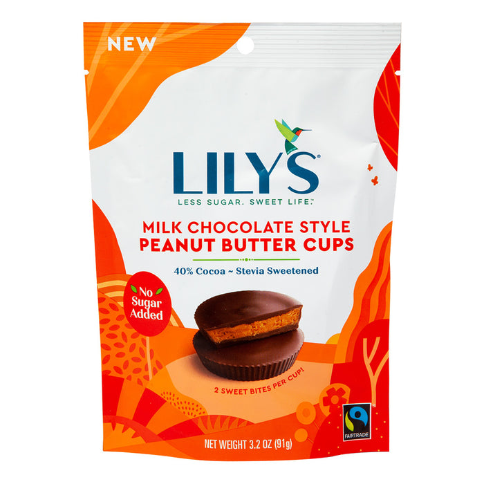 Lily's Milk Chocolate Style Peanut Butter Cup Candy Pouch - 12 Count 3.2 OZ