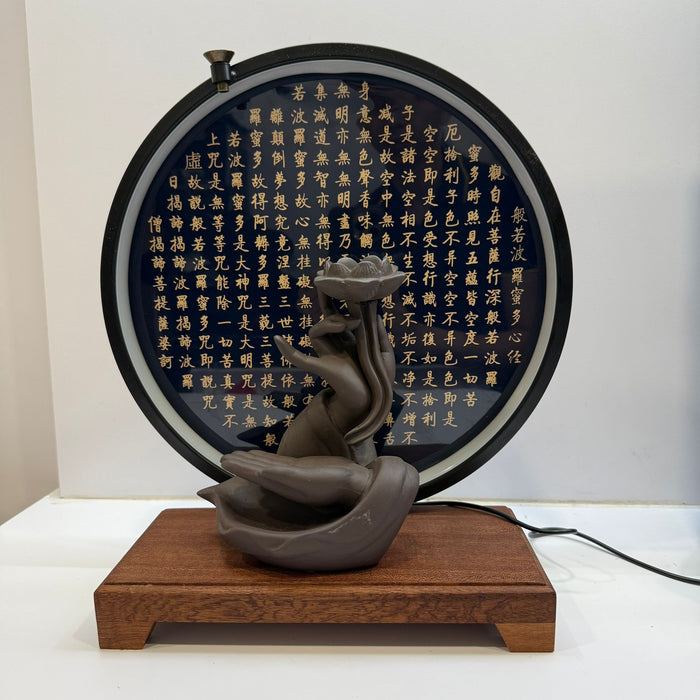 Lotus On Hand, Heart Sutra With LED Ring (Adjustable Light)