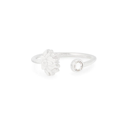 Lotus Adjustable Ring Shiny Silver, Alex and Ani