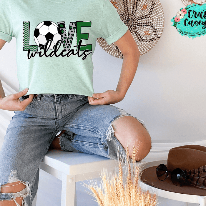 Love The Wildcats Soccer Green Unisex Tee