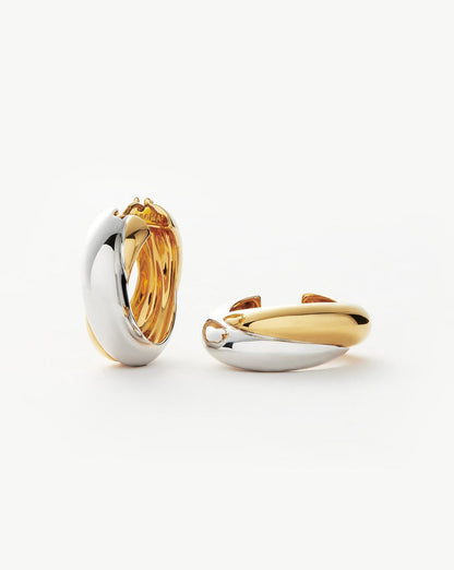 Lucy Williams Chunky Entwine Medium Hoop Earrings | Mixed Metal Earrings Missoma