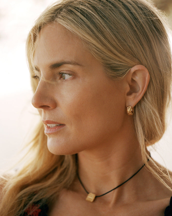 Lucy Williams Waffle Mini Hoop Earrings | 18ct Gold Plated Vermeil Earrings Missoma