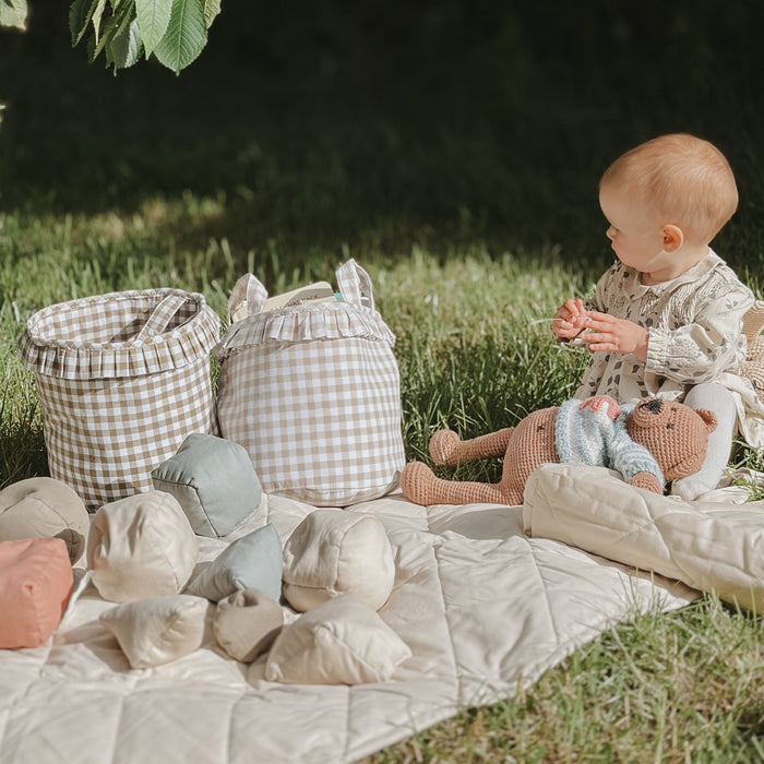 Mabel & Fox - Gingham Ruffle Basket - Beige - Mabel & Fox