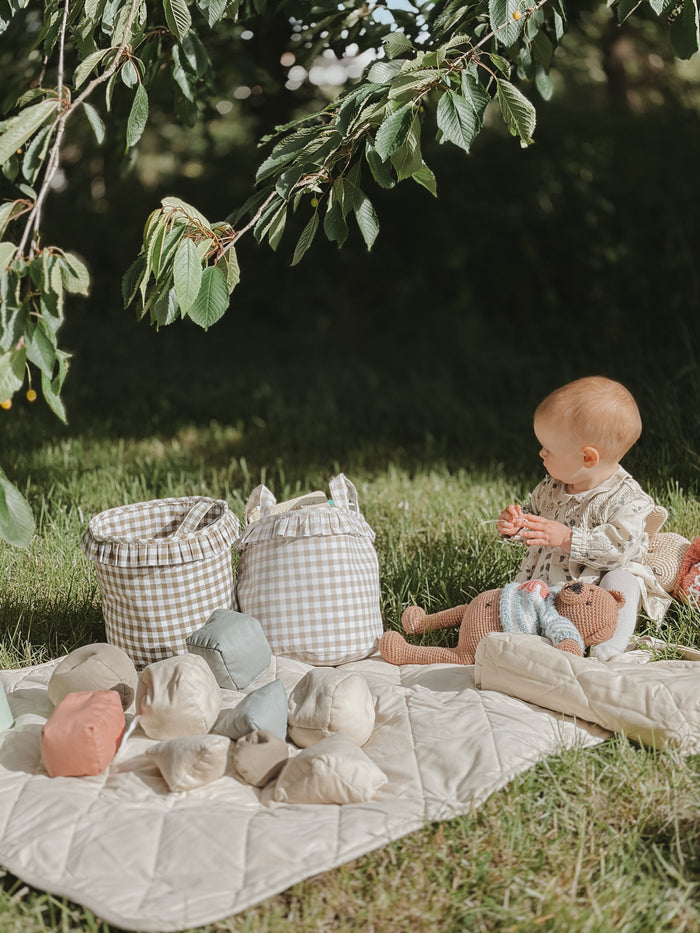 Mabel & Fox - Gingham Ruffle Basket - Olive Green - Mabel & Fox