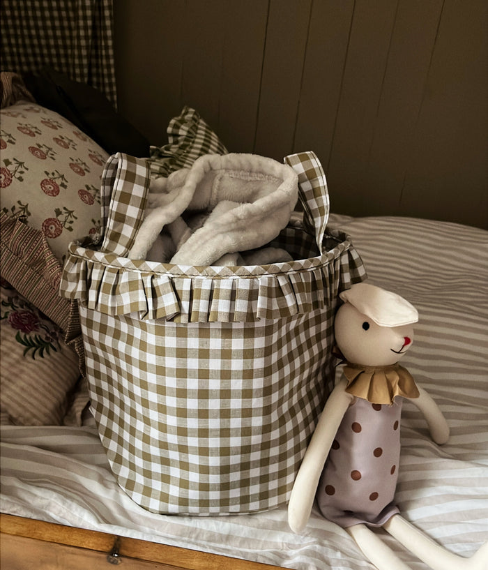 Mabel & Fox - Gingham Ruffle Basket - Green - Mabel & Fox