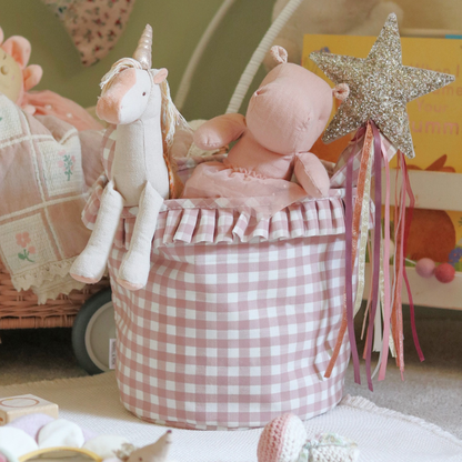 Mabel & Fox - Gingham Ruffle Basket - Pink - Mabel & Fox