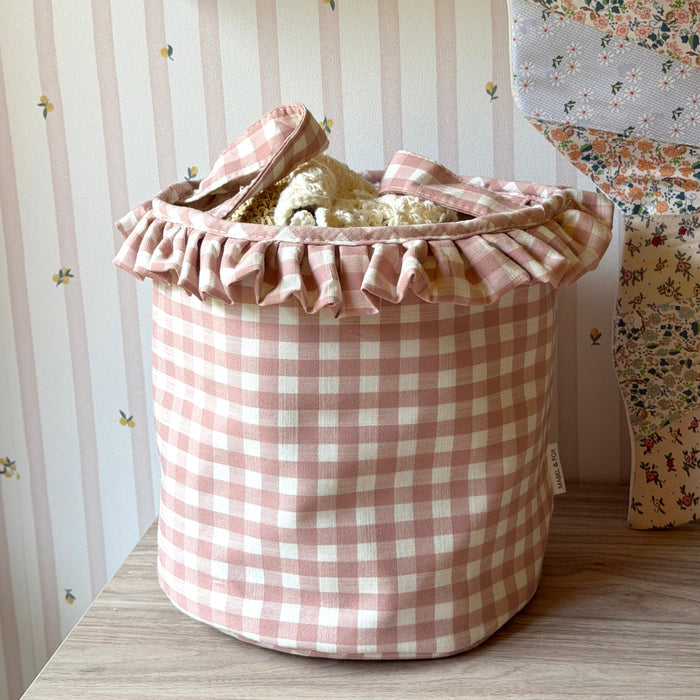 Mabel & Fox - Gingham Ruffle Basket - Pink - Mabel & Fox