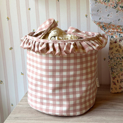 Mabel & Fox - Gingham Ruffle Basket - Pink - Mabel & Fox