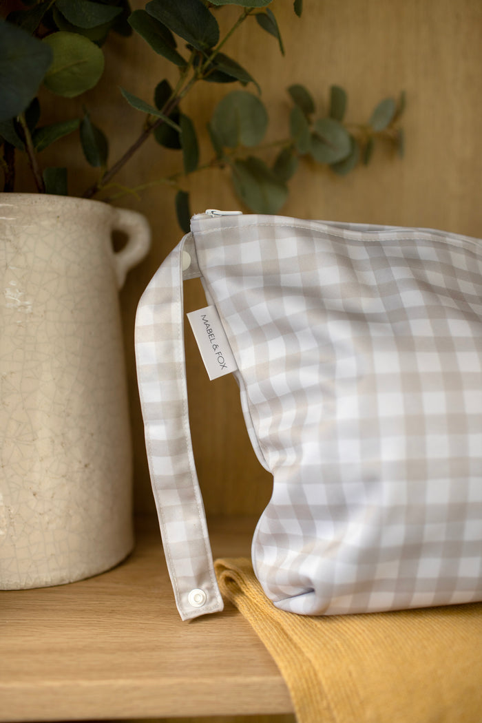 Mabel & Fox - Large Wet Bag - Beige Gingham - Mabel & Fox