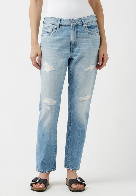 Buffalo Women Jeans Navy Denim Denim Pants Rigid Boyfriend Fit Used And Sanded Wash