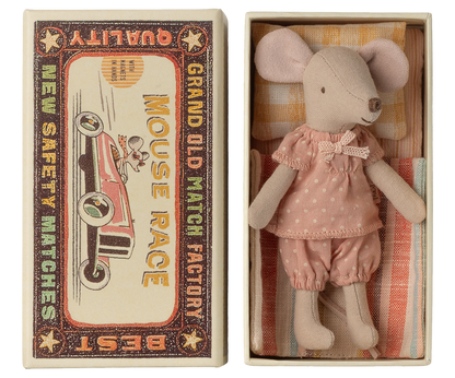 Maileg – Big Sister Mouse in Matchbox - Pink - Mabel & Fox