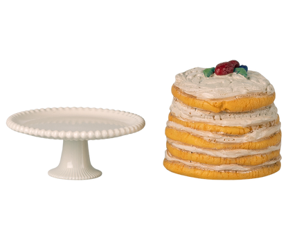 Maileg – Mouse Party Cake & Stand - Off White - Mabel & Fox