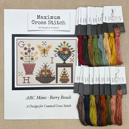 Maximum Cross Stitch - ABC Minis: Berry Bowls - Booklet Chart and/or Roxy Floss