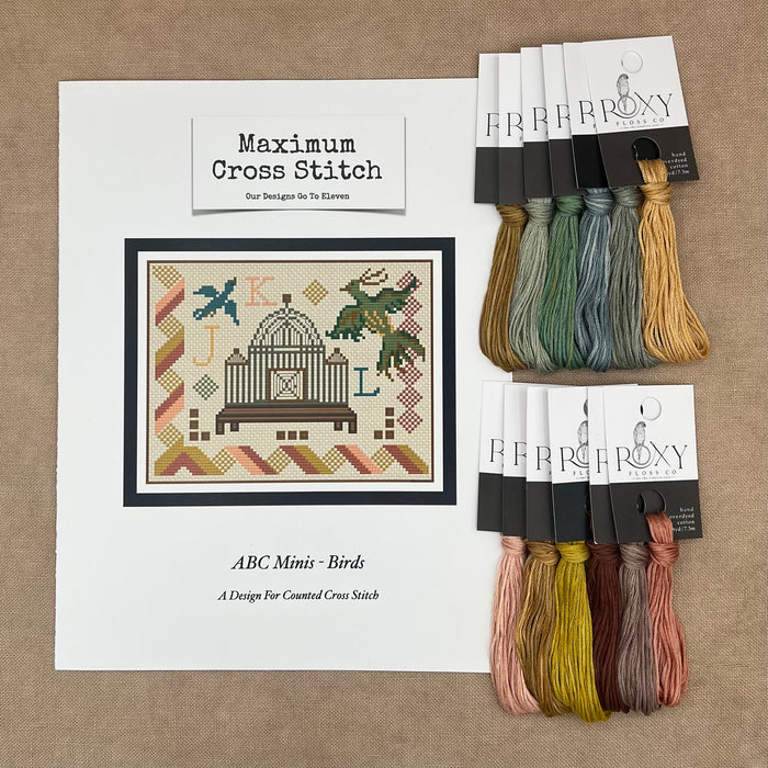 Maximum Cross Stitch - ABC Minis: Birds - Booklet Chart IH and/or Roxy Floss