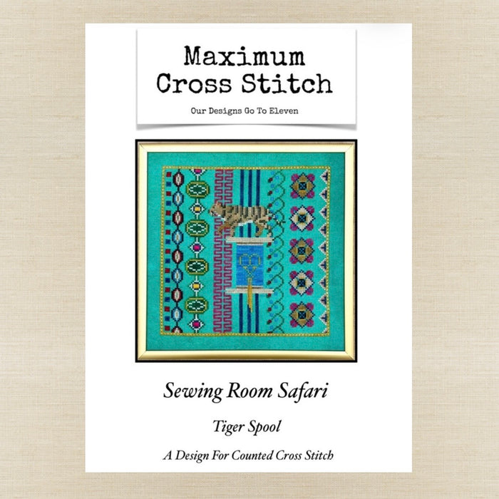 Maximum Cross Stitch - Sewing Room Safari: Tiger Spool - Booklet Chart IH and/or Roxy Floss