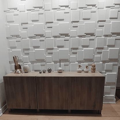 Mega Luxe Paintable 3D Texture PVC Wall Panels (19.7 x 19.7In.) - Decorative, waterproof, flame resistant, sturdy, interior decoration to add both aesthetics and functionality to your home and offices - D095 MEGA LUXE