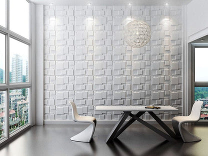 Mega Luxe Paintable 3D Texture PVC Wall Panels (19.7 x 19.7In.) - Decorative, waterproof, flame resistant, sturdy, interior decoration to add both aesthetics and functionality to your home and offices - D095 MEGA LUXE