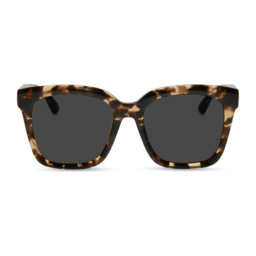 diff eyewear meredith square prescription sunglasses with a espresso tortoise acetate frame and prescription lenses front view