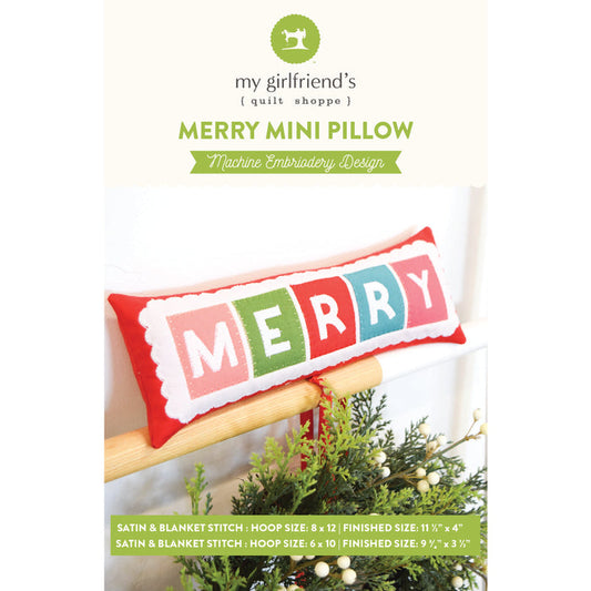 Merry Mini In the Hoop Pillow (Downloadable Machine Embroidery)