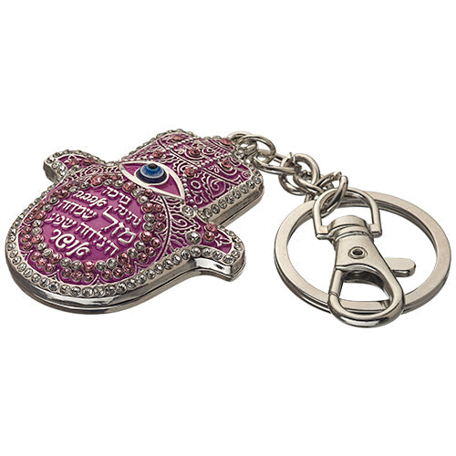 Metal Keyholder Hamsa "Against Evil Eye"  in Pink
