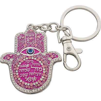 Metal Keyholder Hamsa "Against Evil Eye"  in Pink
