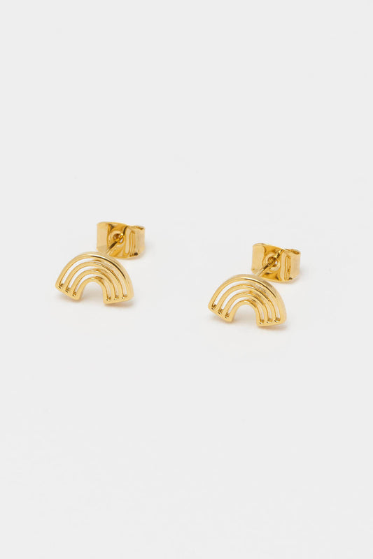 Minimalist Cutout Rainbow Stud Earrings