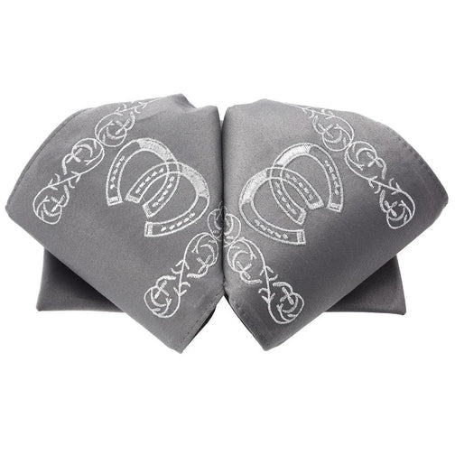 Moño Charro White Diamond Gris con Herraduras Plata