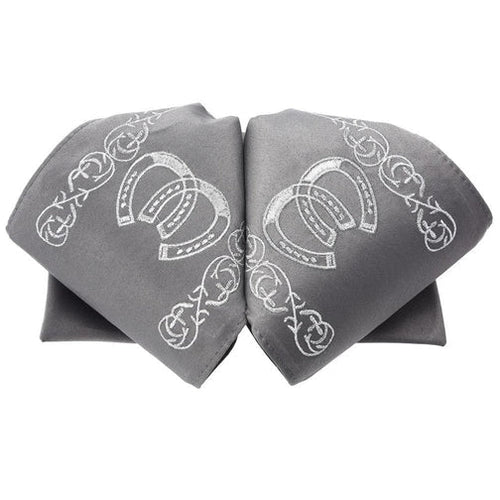 Moño Charro White Diamond Gris con Herraduras Plata