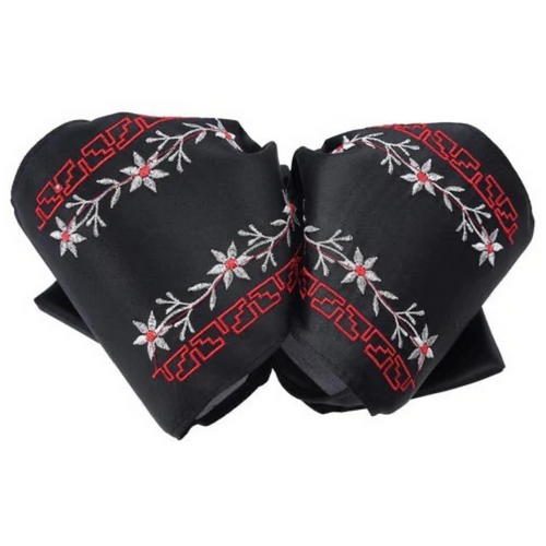 Moño Charro White Diamond Negro con Rosas Blancas