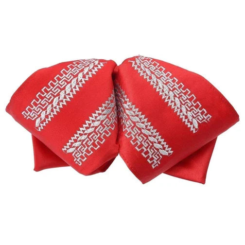 Moño Charro White Diamond Rojo con Plata