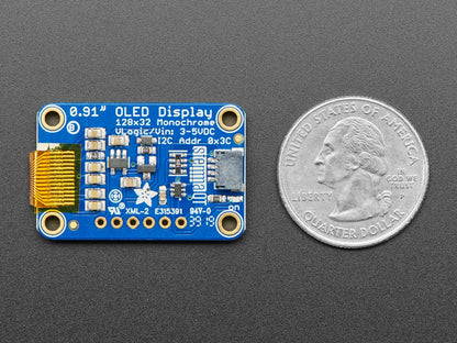 Monochrome 0.91" 128x32 I2C OLED Display - STEMMA QT / Qwiic by Adafruit - The Pi Hut