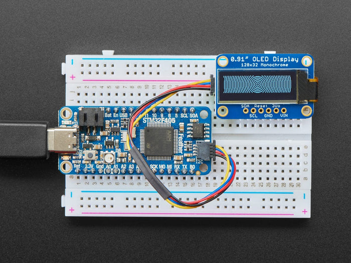 Monochrome 0.91" 128x32 I2C OLED Display - STEMMA QT / Qwiic by Adafruit - The Pi Hut