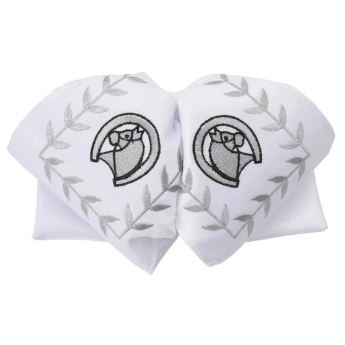 Moño Charro White Diamond blanco con figura de caballo