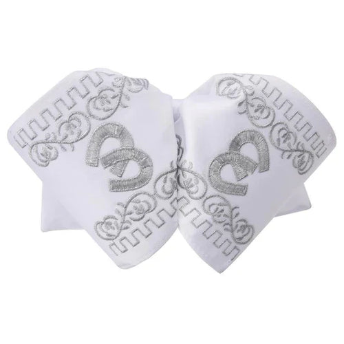 Moño Charro White Diamond blanco con herradura plateada